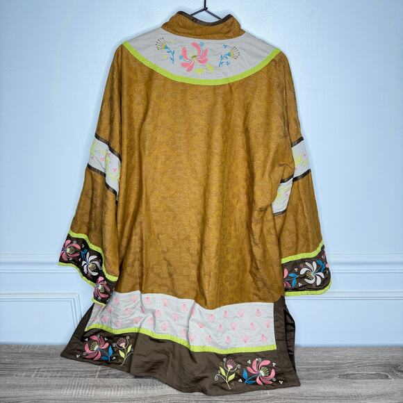 Gudrun Sjoden Embroidered Floral Linen Cotton Kimono Jacket Womens XL - Picture 5 of 12